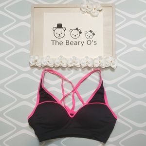 Pink Padded Bra Black Pink Stripped Size L
